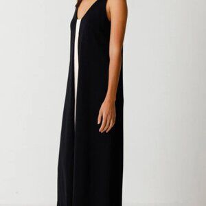 SKFK Bilbao Black Minimalist Midi Dress Contrast Stripe